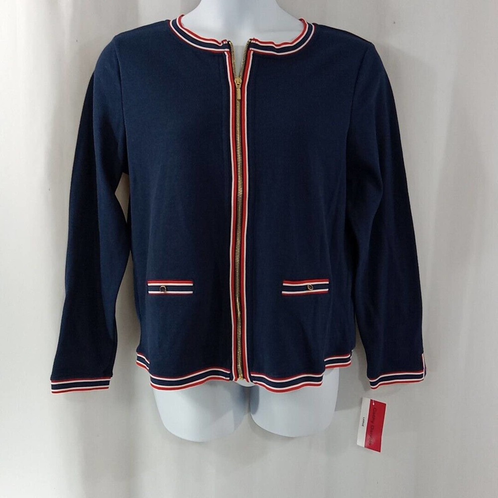 cathy daniels Jacket Women's Size Large Red Whit Blue Striped